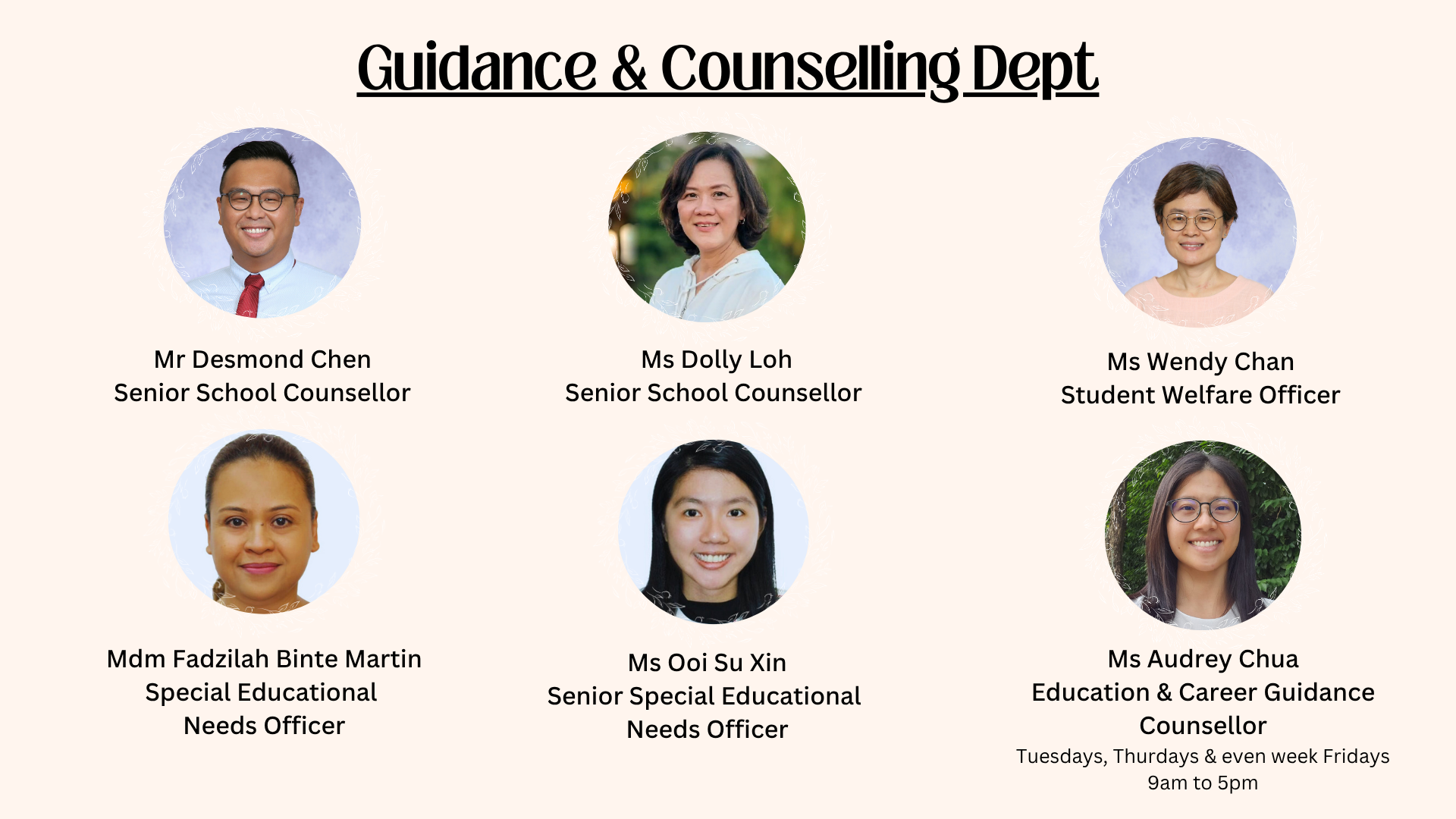 The image shows the Guidance Unit Staff in Assumption English School.